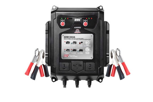 AEM1502E | Motorbike Intelligent Digital Charger and Maintainer 2 Station 1.5 AMP Smart Battery Charger, DHC AEM1502