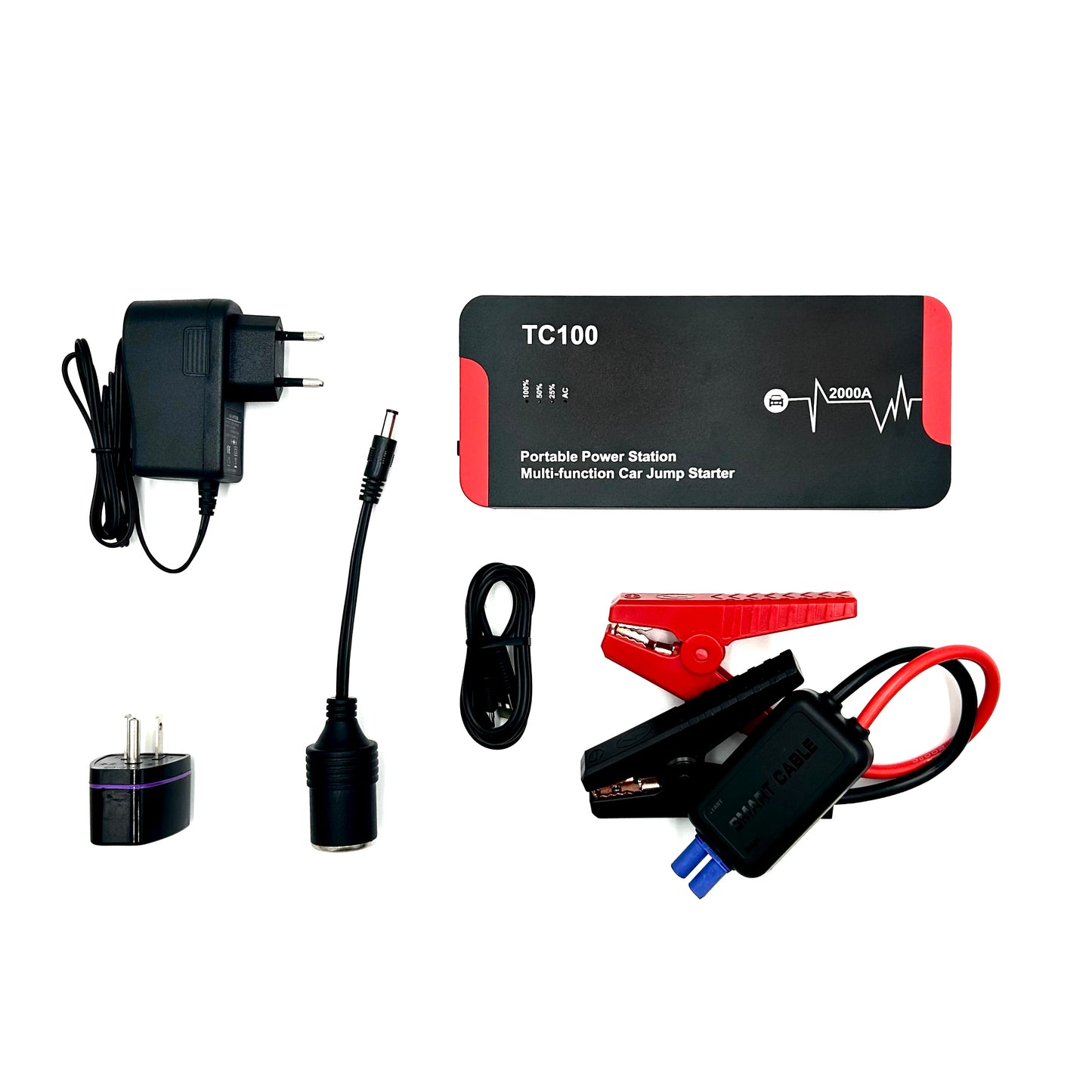 TC100 | Heavy Duty Multi Functional Jump Starter and UPS | Car Jump starter with AC output 18000mah, AC100W output
