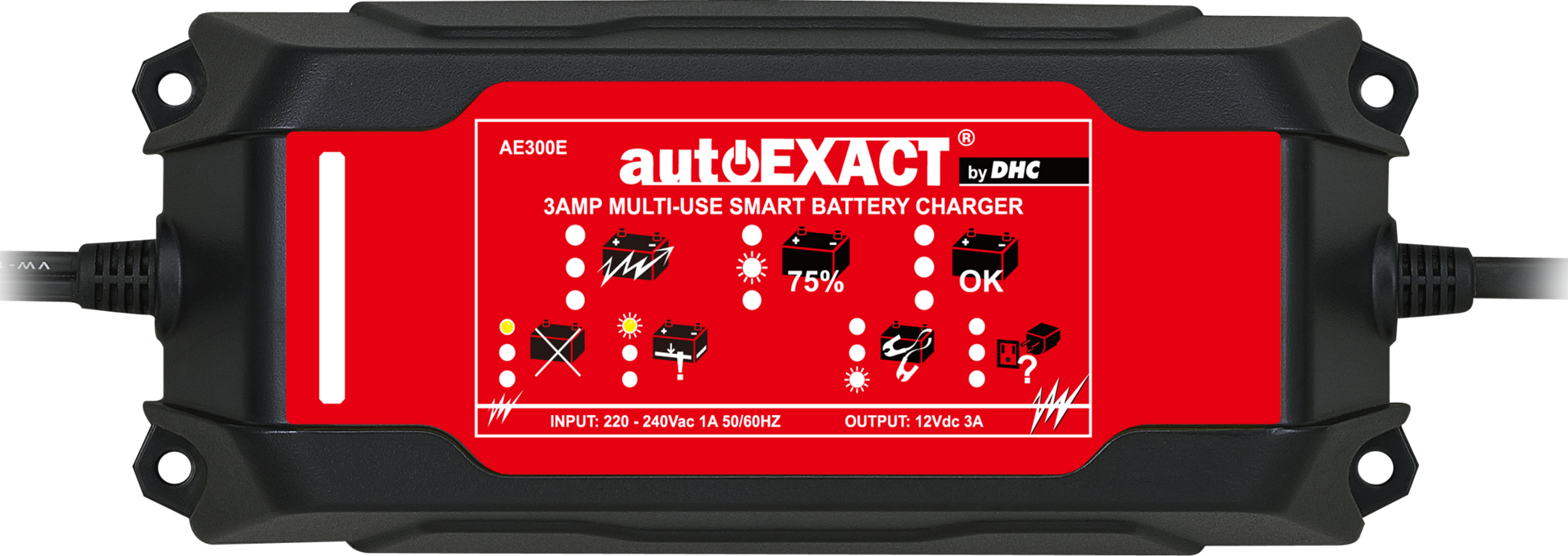 Automotive Intelligent Digital Charger and Maintainer 3 AMP Smart Car Battery Charger, DHC AE300 - Oricol Imports